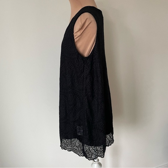 Sympli Black Mix Lace Reversible Tank Solid Jersey Sleeveless V-Neck Top NWT 8 - Picture 9 of 12